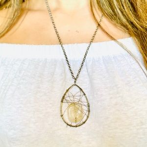 Silver pendant necklace with stone